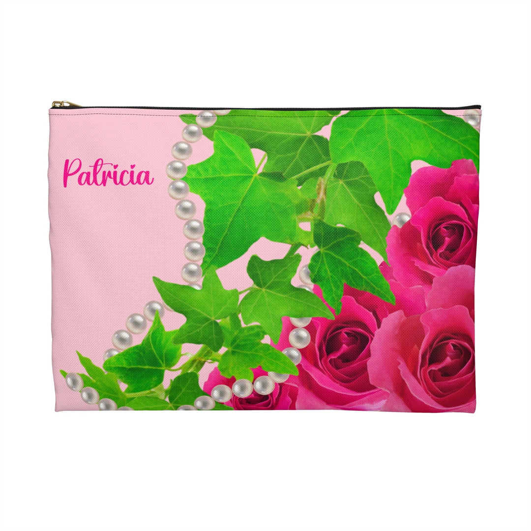 Ivy and Pearls Pink and Green  Accessory Pouch