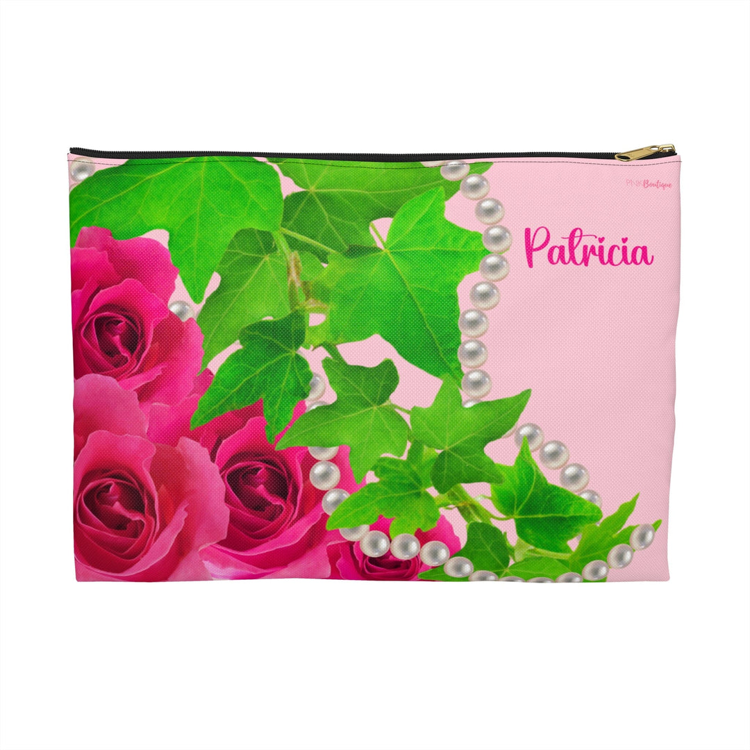 Ivy and Pearls Pink and Green  Accessory Pouch