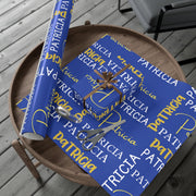 Personalized Blue and Gold Gift Wrapping Papers