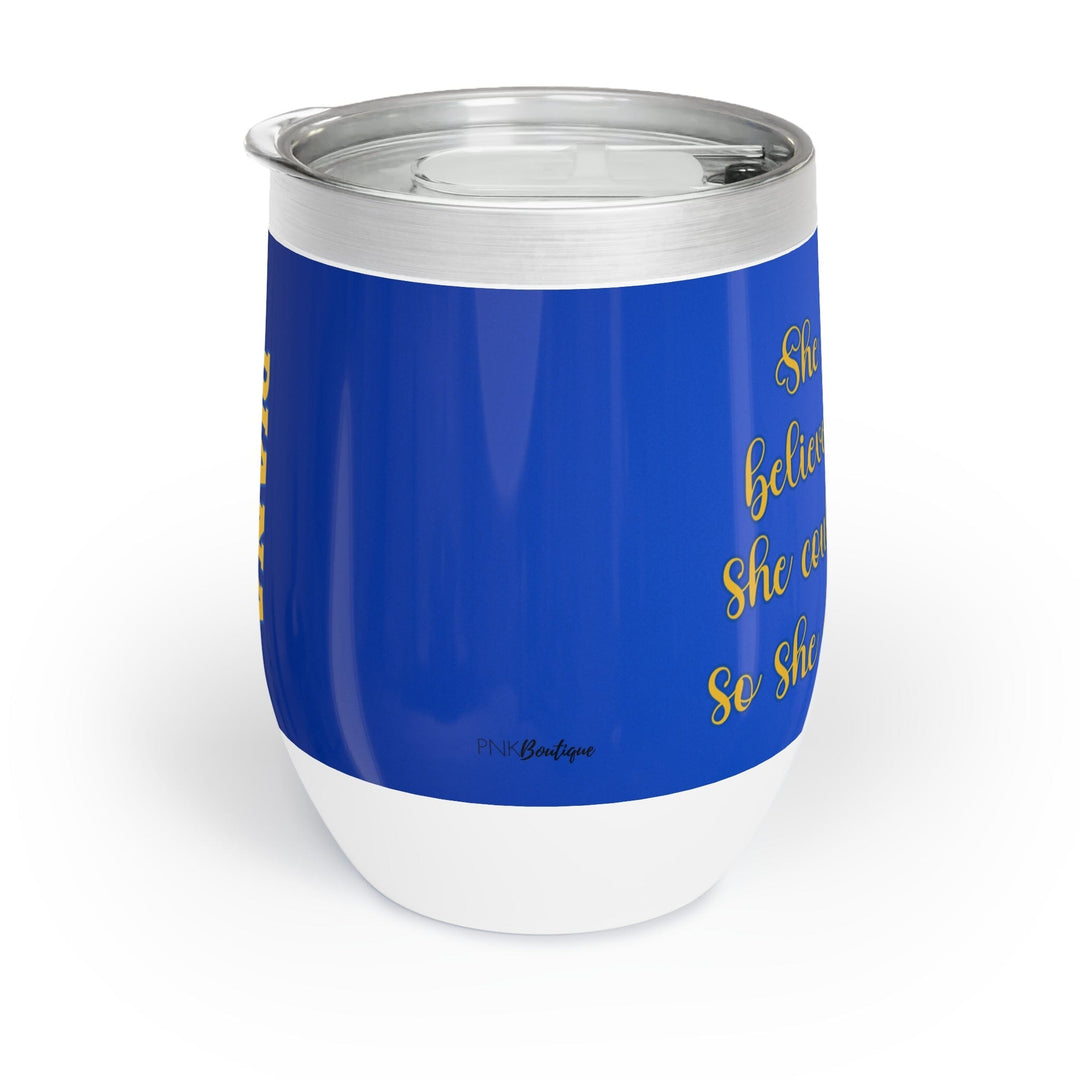 Personalized Blue and Gold Graduation Chill Wine Tumbler