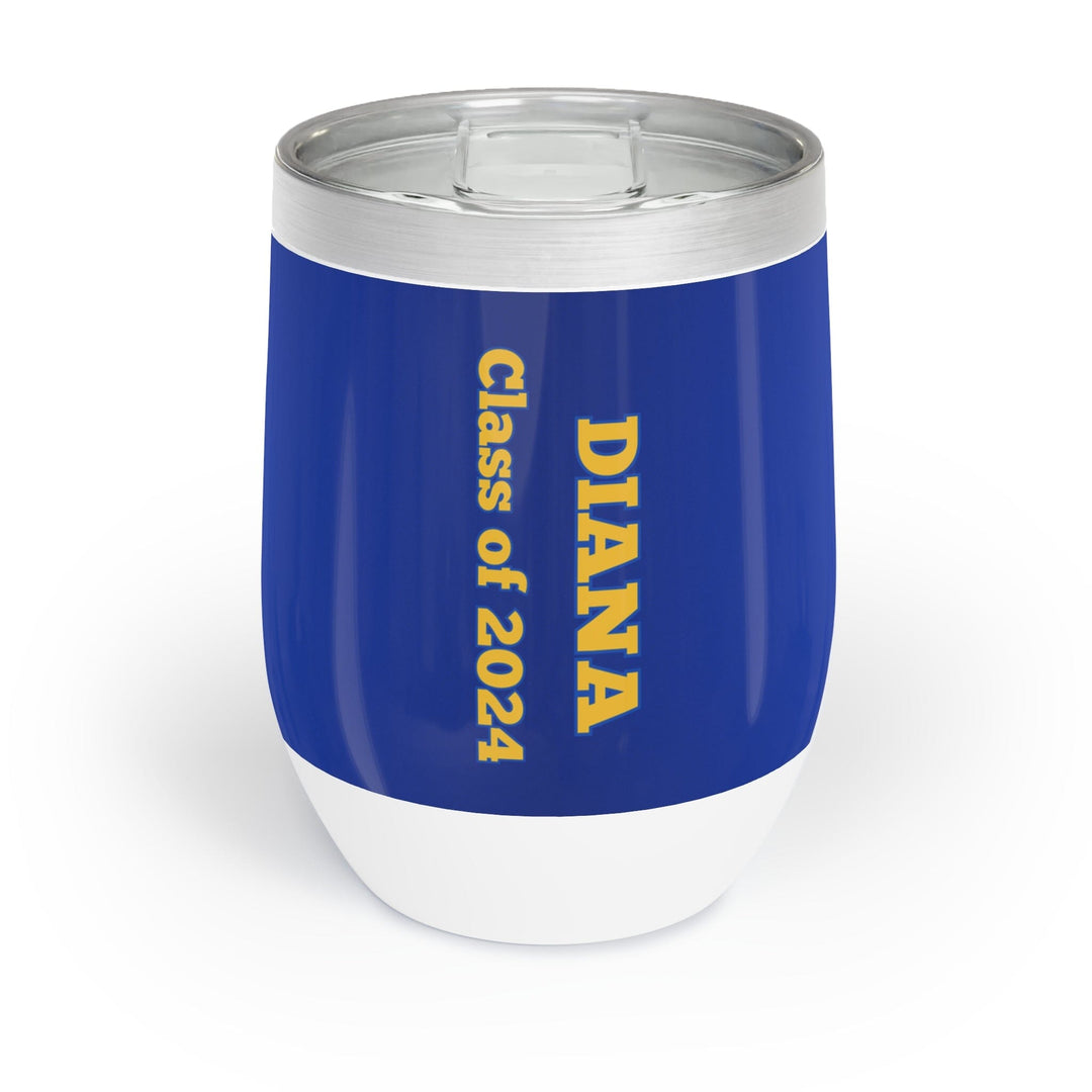 Personalized Blue and Gold Graduation Chill Wine Tumbler