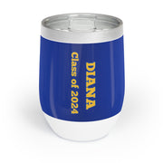 Personalized Blue and Gold Graduation Chill Wine Tumbler