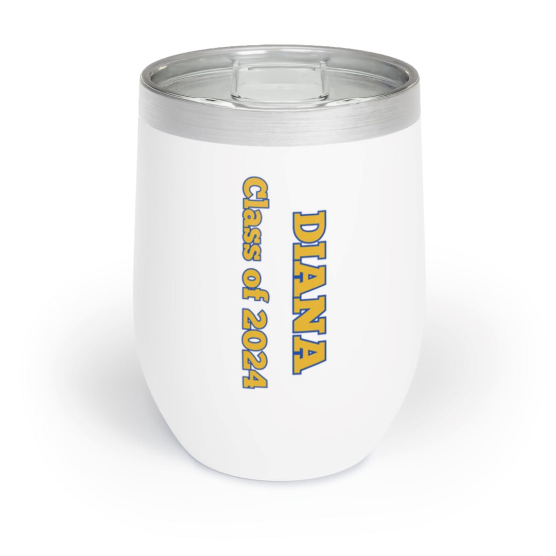 Personalized Blue and Gold Graduation Chill Wine Tumbler