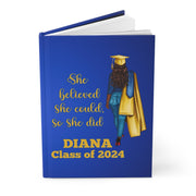 Personalized Blue and Gold Graduation Hardcover Journal