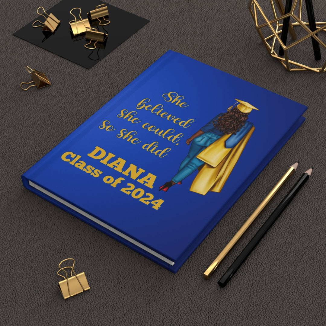 Personalized Blue and Gold Graduation Hardcover Journal