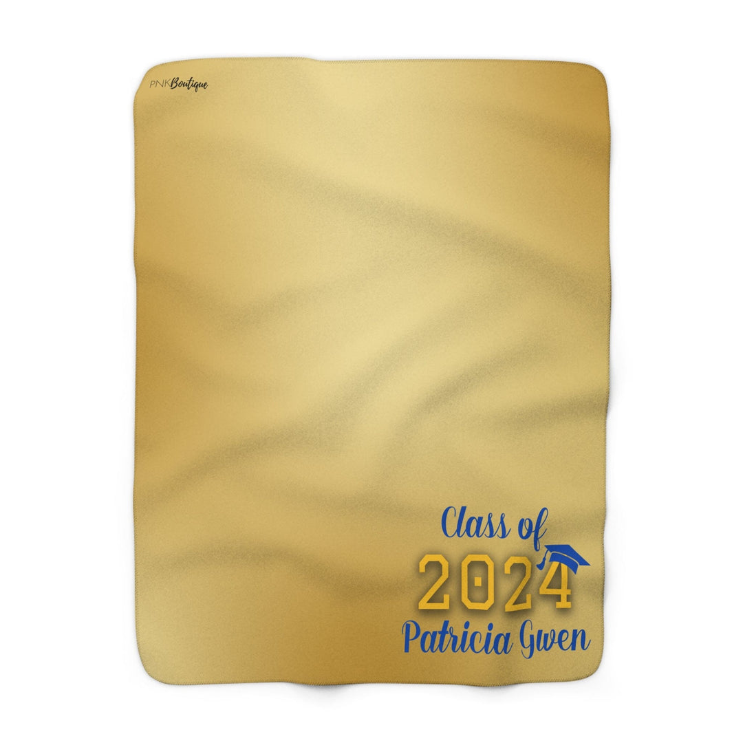 Personalized Blue and Gold Graduation Sherpa Fleece Blanket