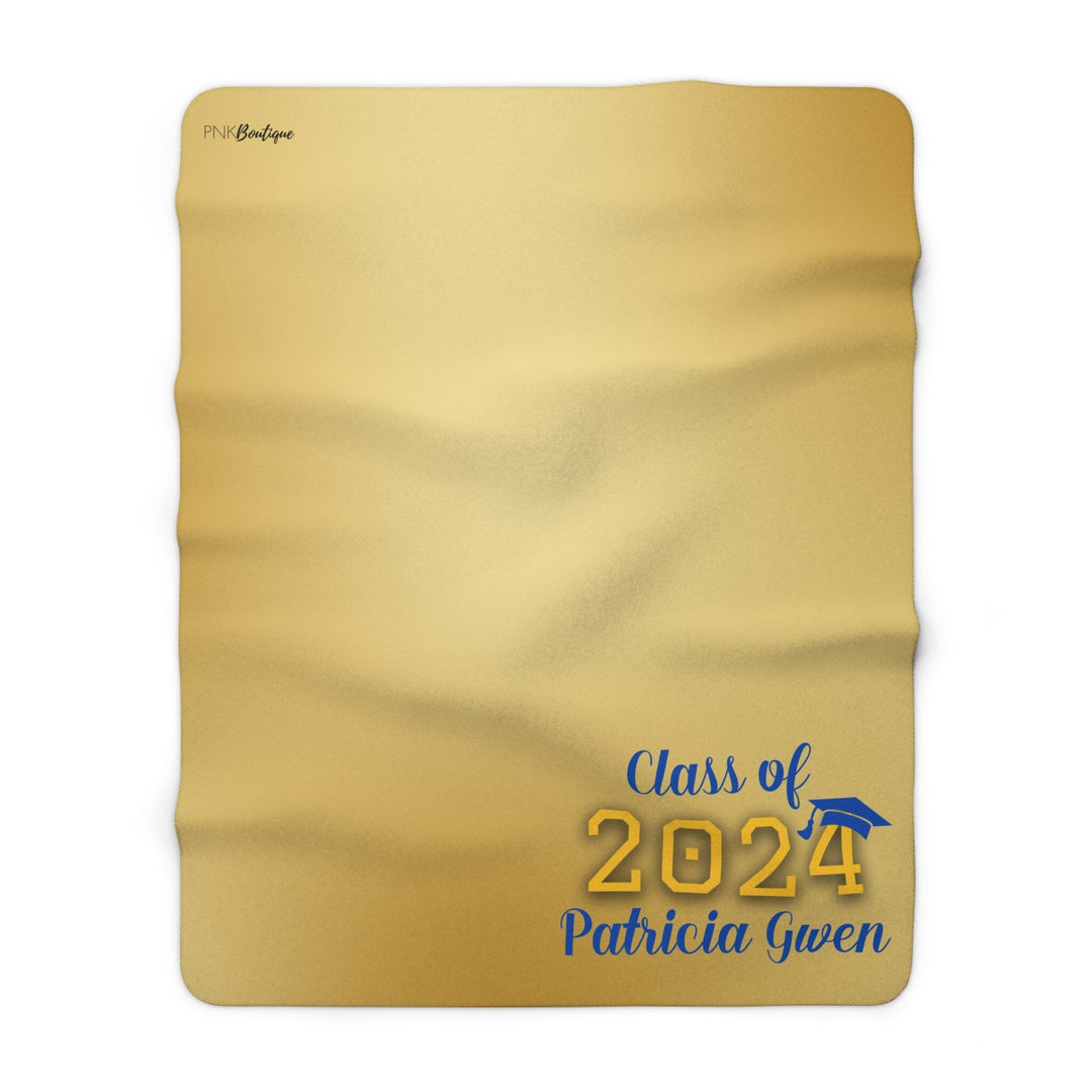 Personalized Blue and Gold Graduation Sherpa Fleece Blanket