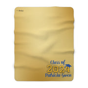 Personalized Blue and Gold Graduation Sherpa Fleece Blanket