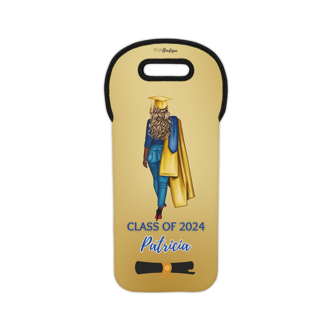 Personalized Blue and Gold Graduation Wine Tote