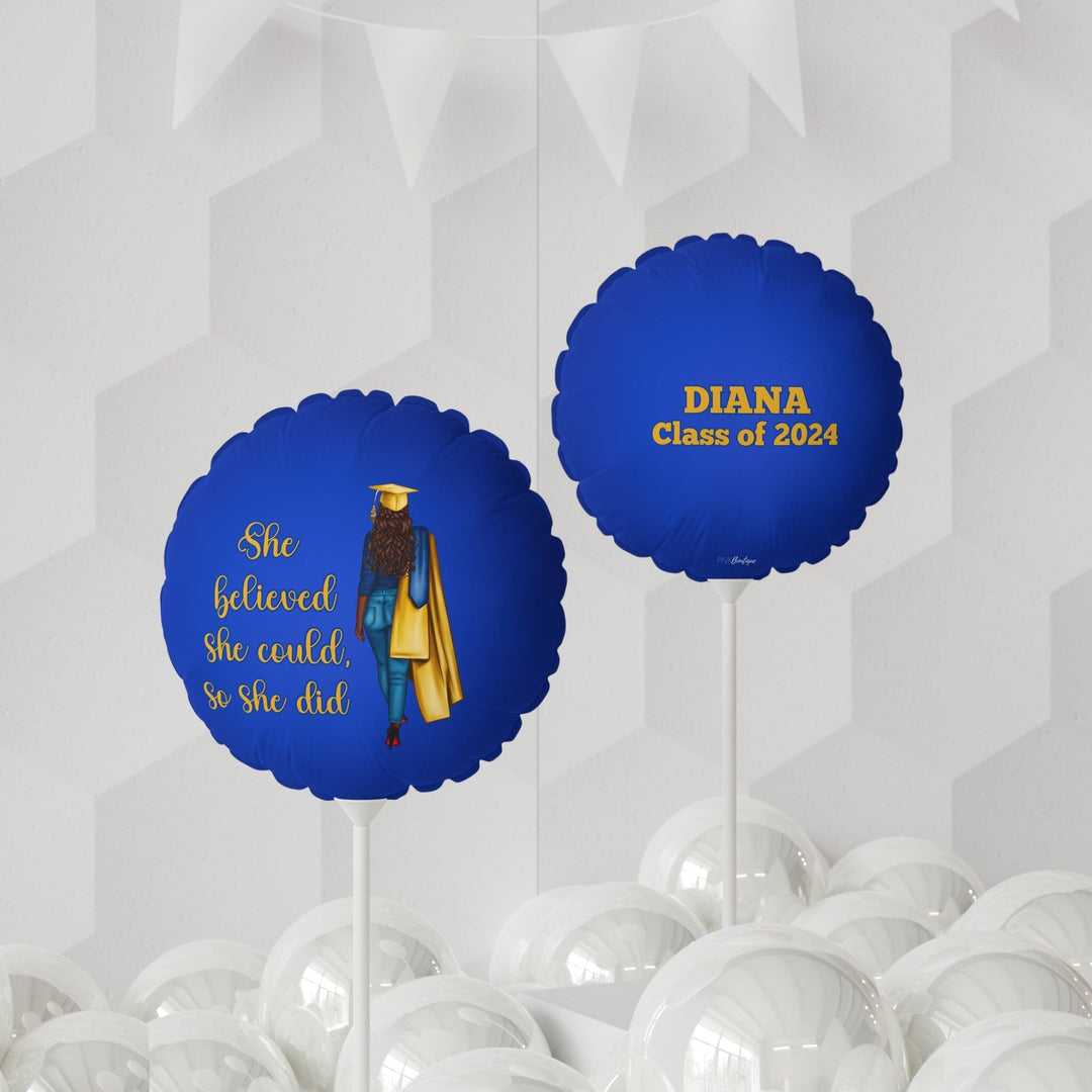 Personalized Blue and Gold Mylar Balloons 11"