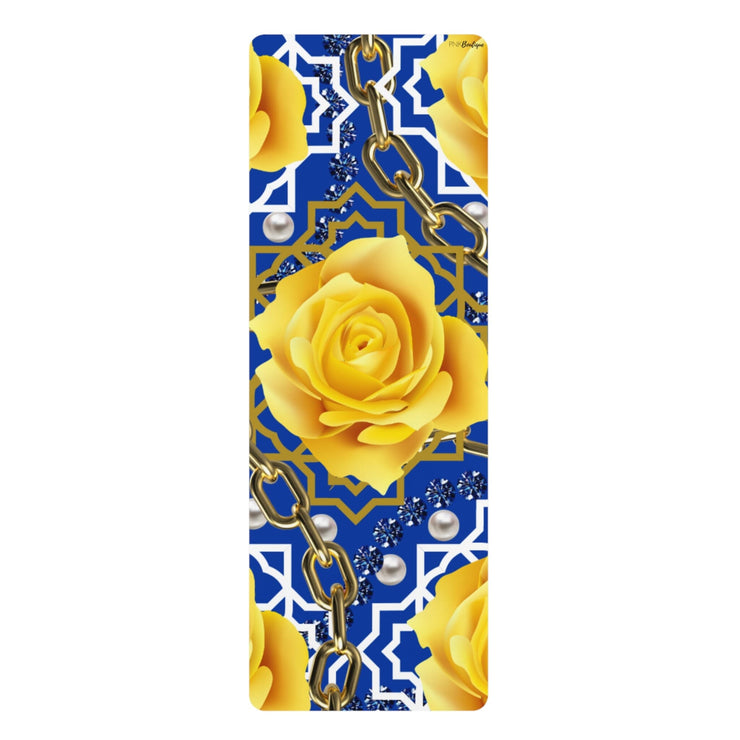 Personalized Blue and Gold Rubber Yoga Mat