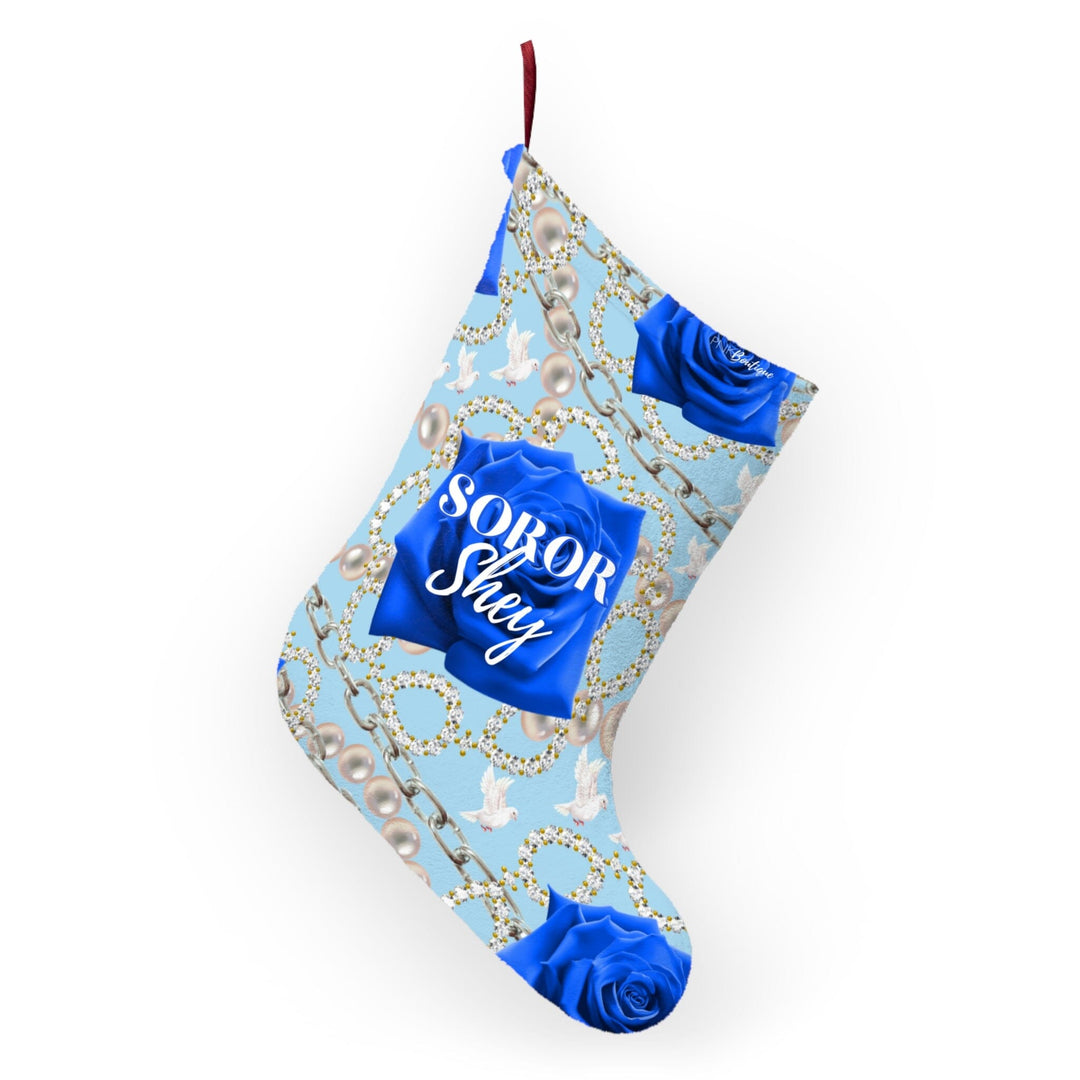 Personalized Blue and White Christmas Stocking