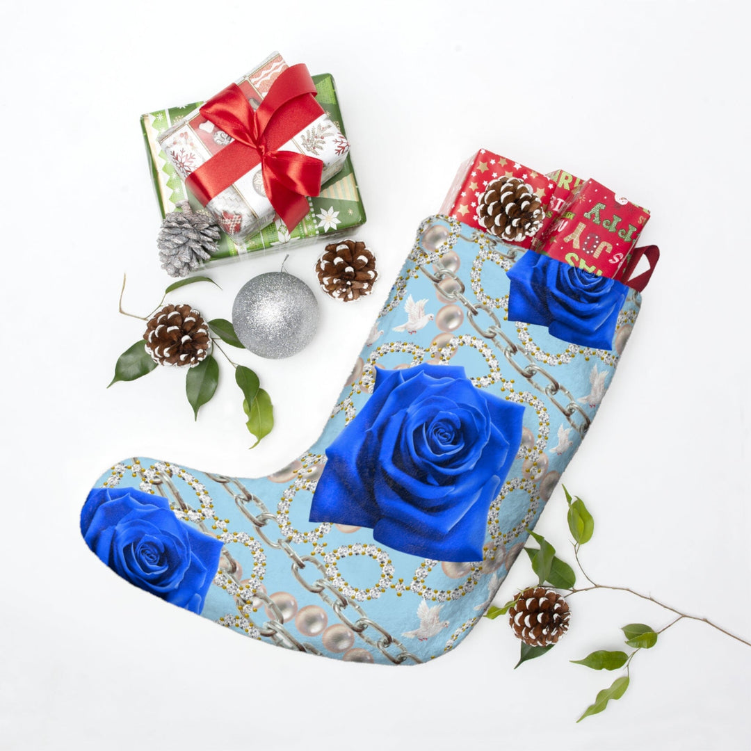 Personalized Blue and White Christmas Stocking