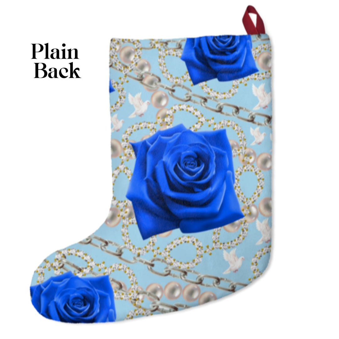 Personalized Blue and White Christmas Stocking