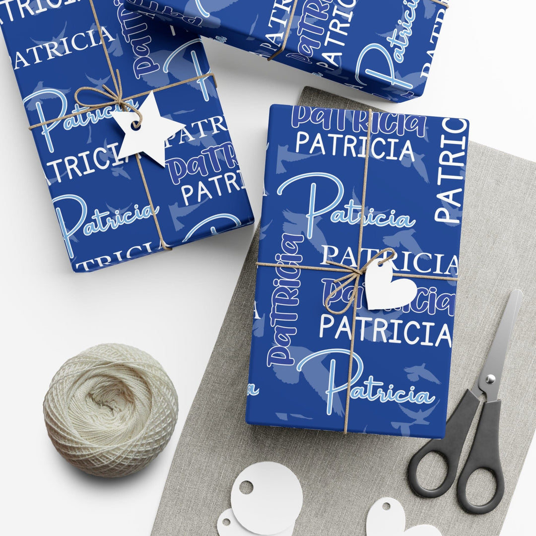 Personalized Blue and White Gift Wrapping Papers