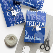 Personalized Blue and White Gift Wrapping Papers