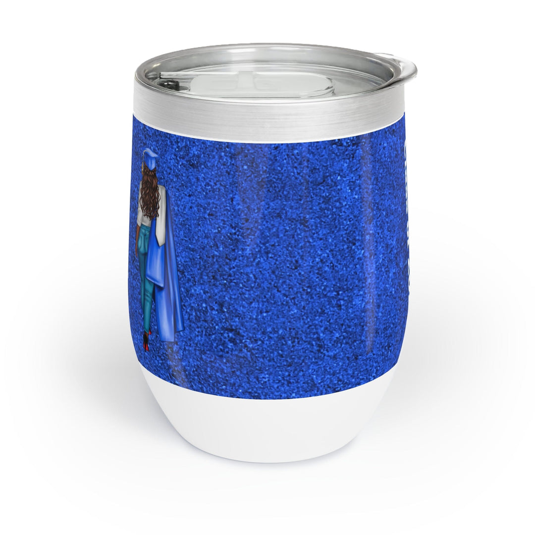 Personalized Blue and White Graduation Chill Wine Tumbler