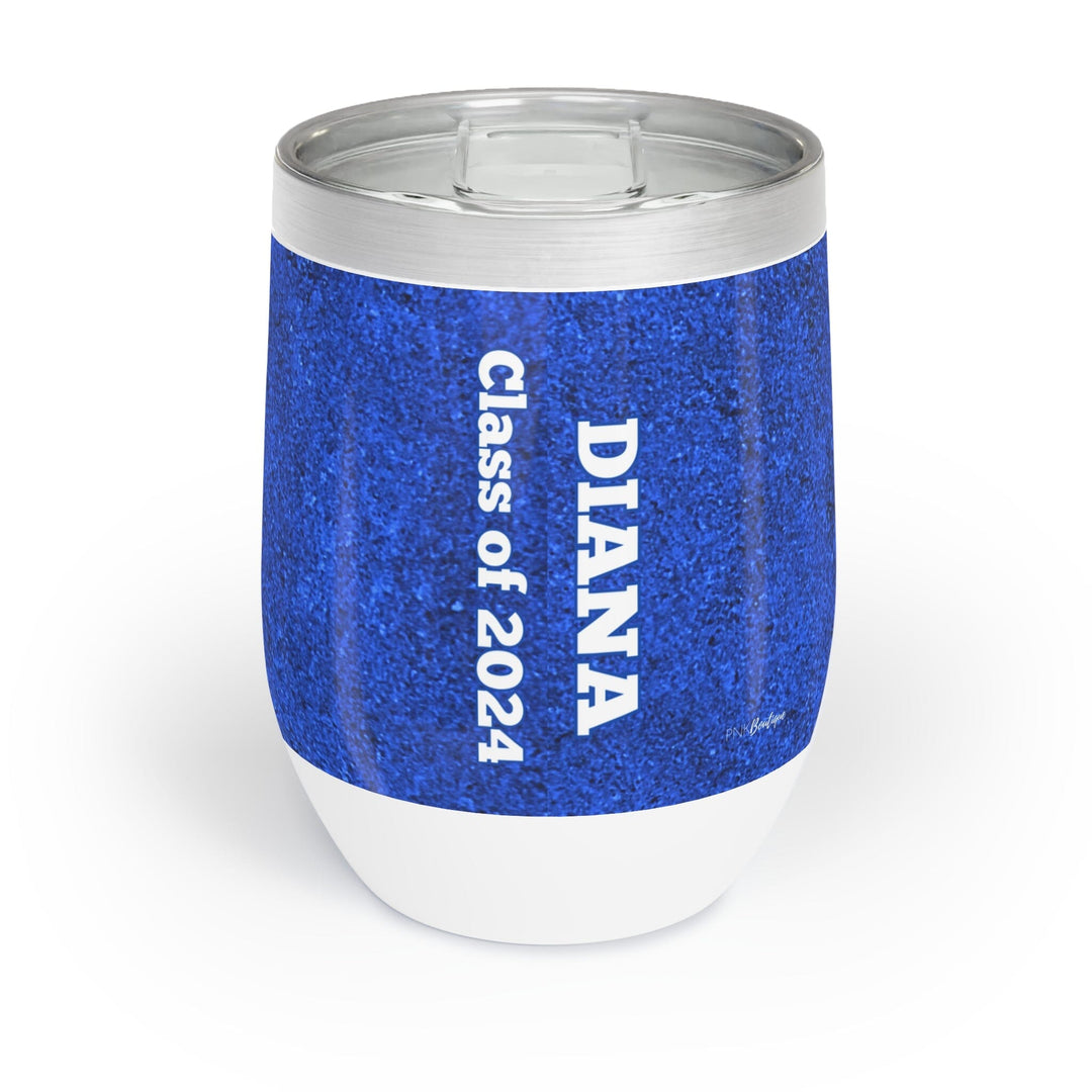 Personalized Blue and White Graduation Chill Wine Tumbler