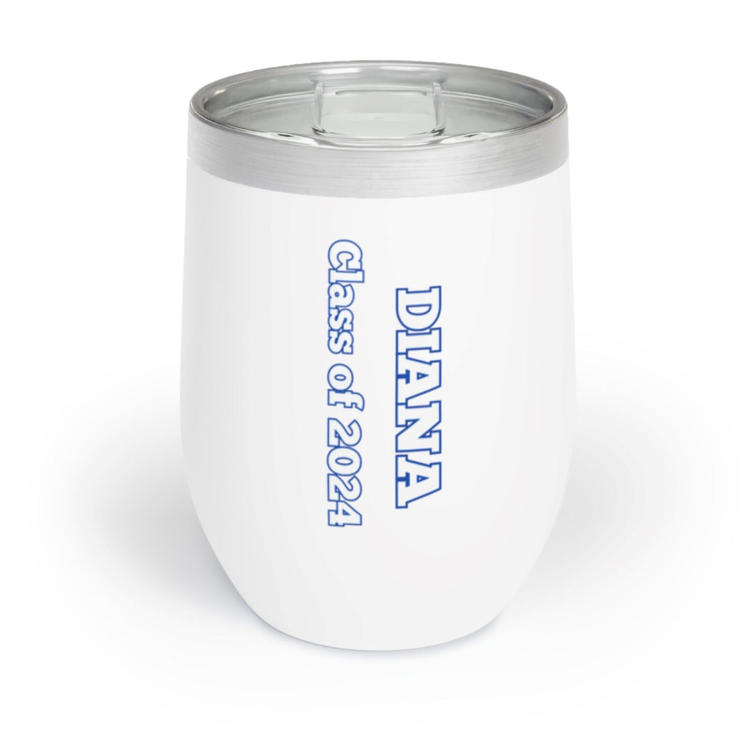 Personalized Blue and White Graduation Chill Wine Tumbler