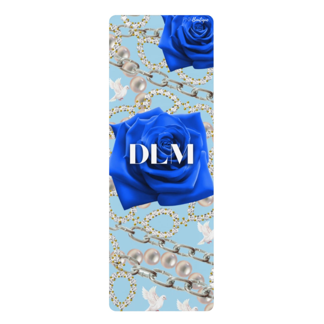 Personalized Blue and White Rubber Yoga Mat