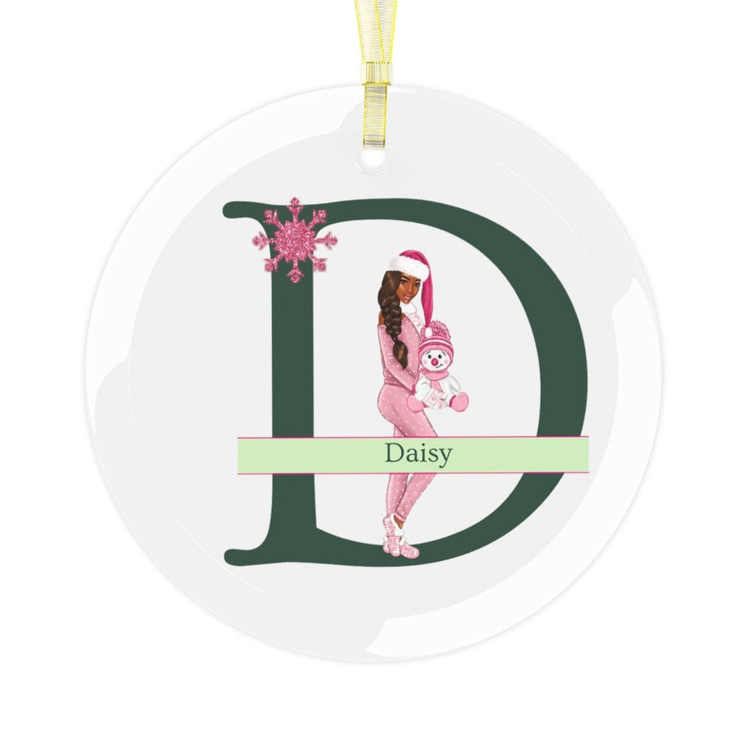 Personalized Cozy Dolls Pink and Green Glass Ornament