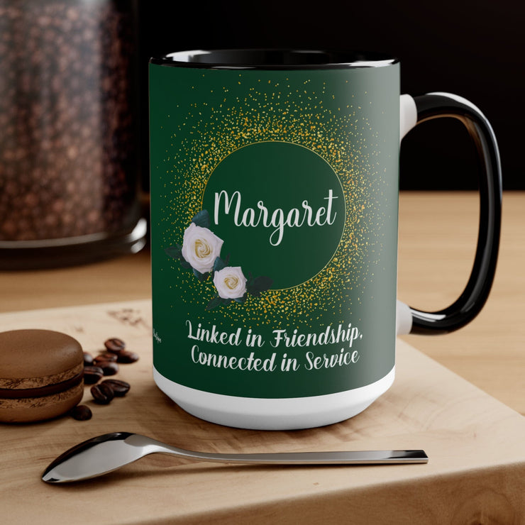 Personalized Gold and White Rose Coffee Mug