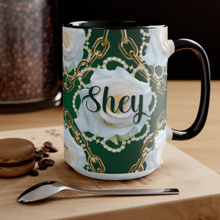 Personalized Green and White Coffee Mug