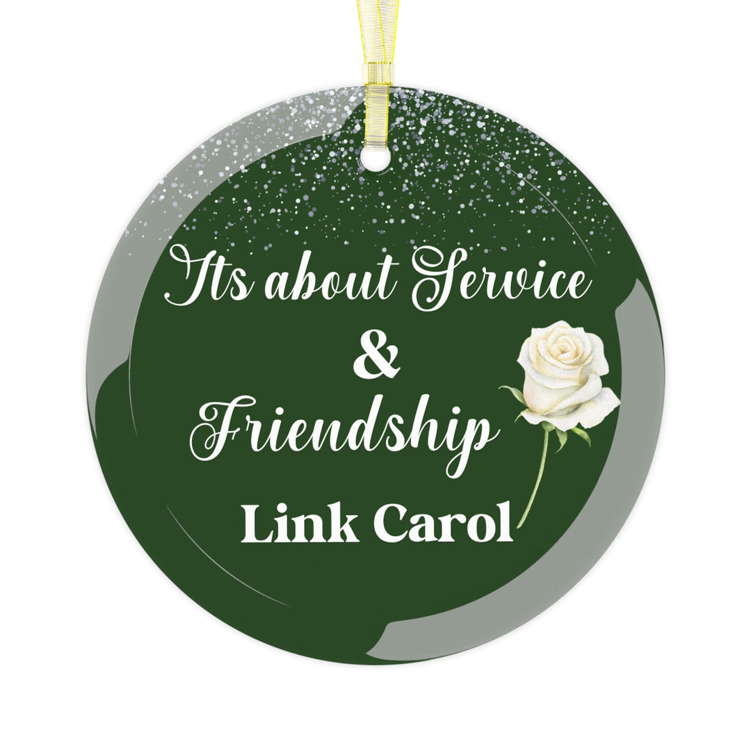 Personalized Green and White Friendship Glass Ornament