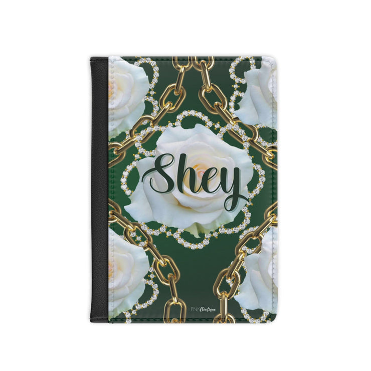 Personalized Green and White Passport Cover