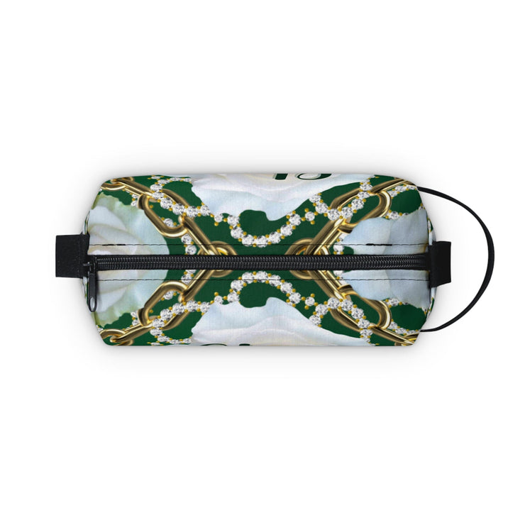 Personalized Green and White Toiletry Bag
