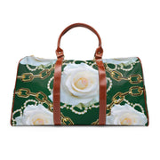 Personalized Green and White Waterproof Tote Bag