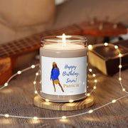 Personalized Greeting Blue and Gold Scented Soy Candle, 9oz