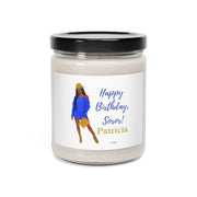 Personalized Greeting Blue and Gold Scented Soy Candle, 9oz