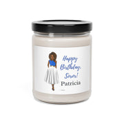 Personalized Greeting Blue and White Scented Soy Candle, 9oz