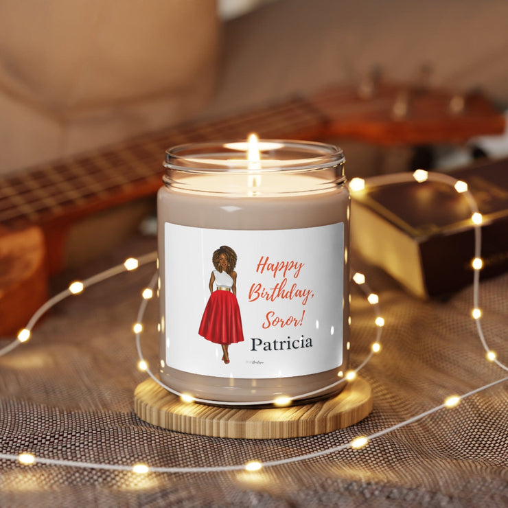 Personalized Greeting Red and White Scented Soy Candle, 9oz