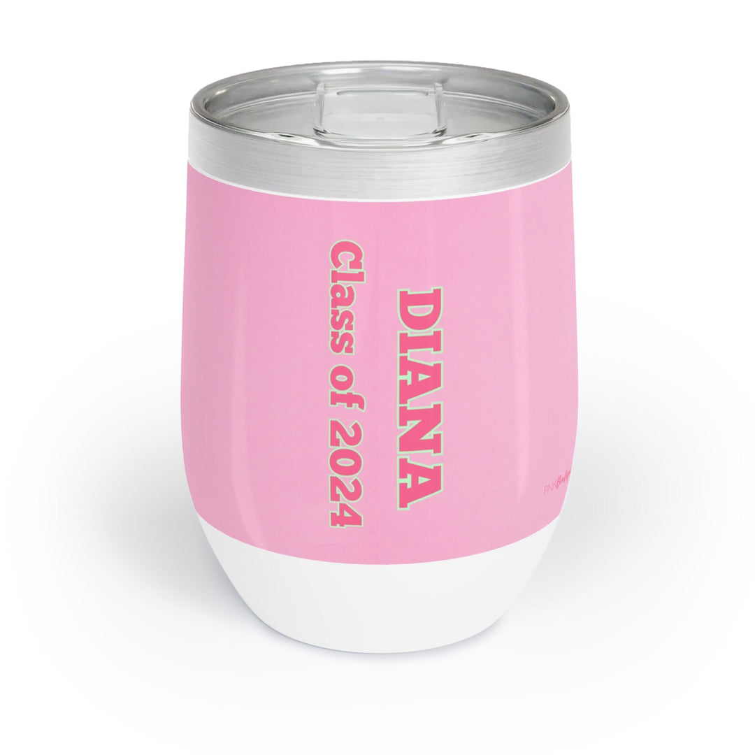 Personalized Pink and Green Graduation Chill Wine Tumbler