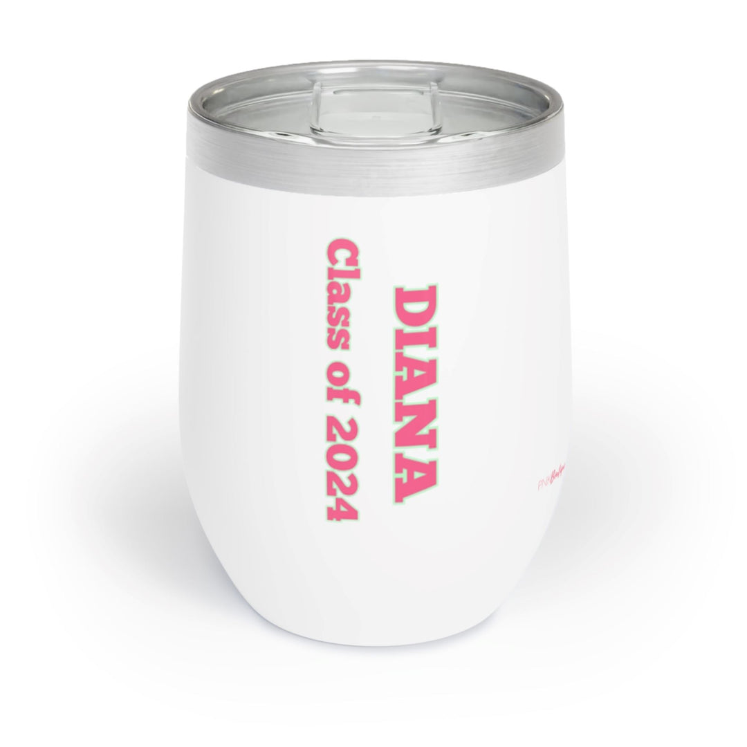 Personalized Pink and Green Graduation Chill Wine Tumbler