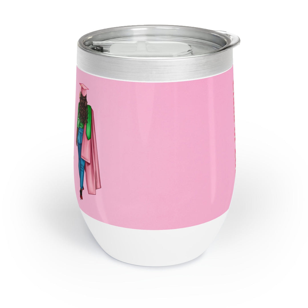 Personalized Pink and Green Graduation Chill Wine Tumbler