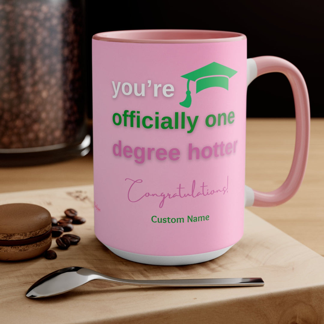 Personalized Pink and Green Graduation Coffee Mug