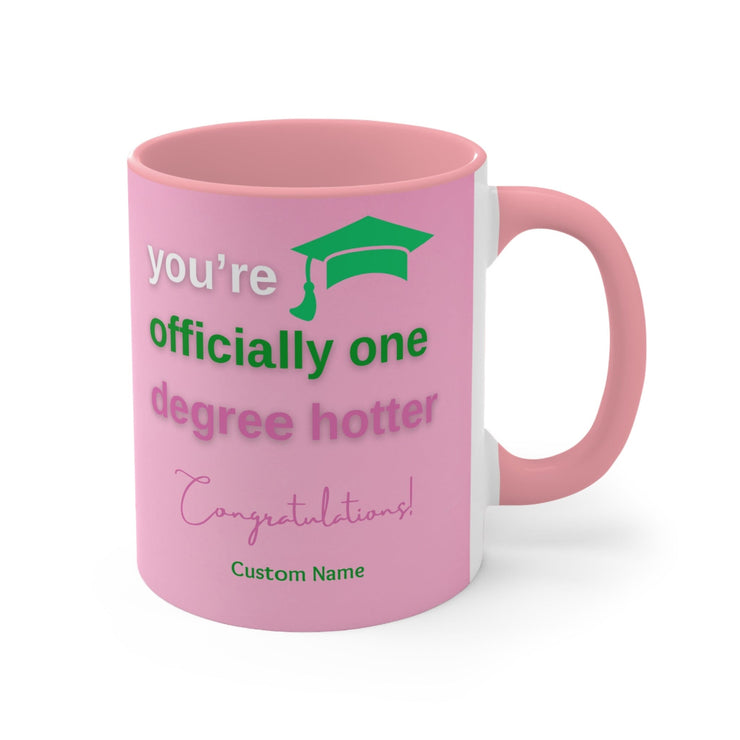 Personalized Pink and Green Graduation Coffee Mug