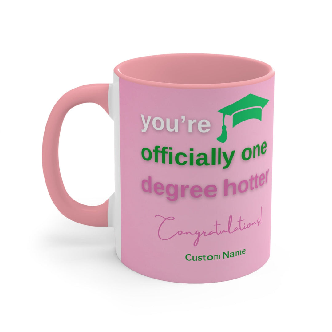 Personalized Pink and Green Graduation Coffee Mug