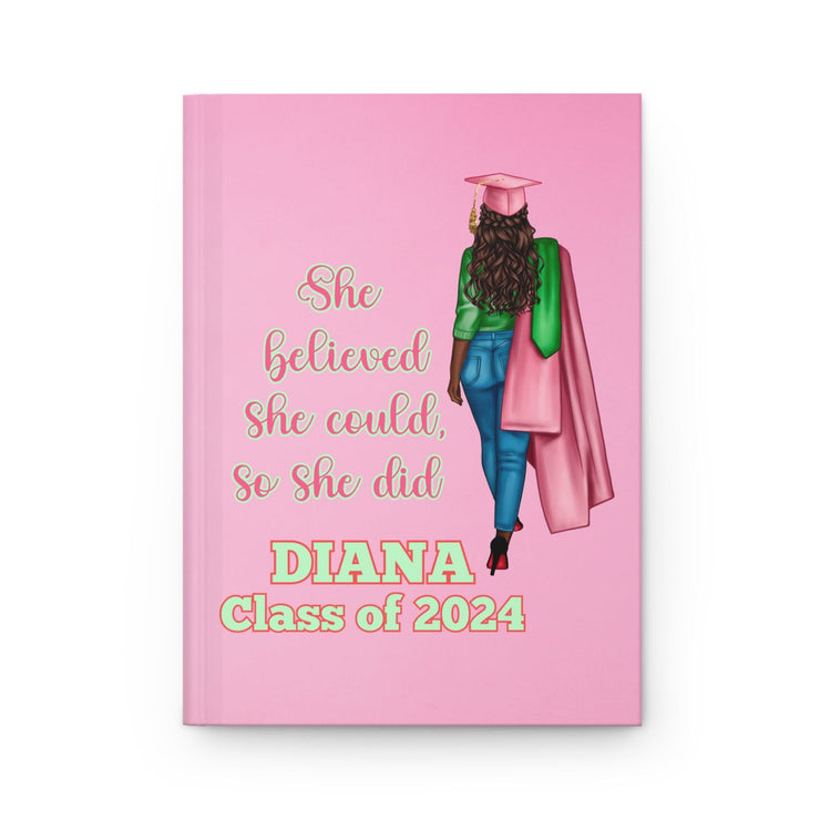 Personalized Pink and Green Graduation Hardcover Journal