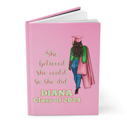 Personalized Pink and Green Graduation Hardcover Journal