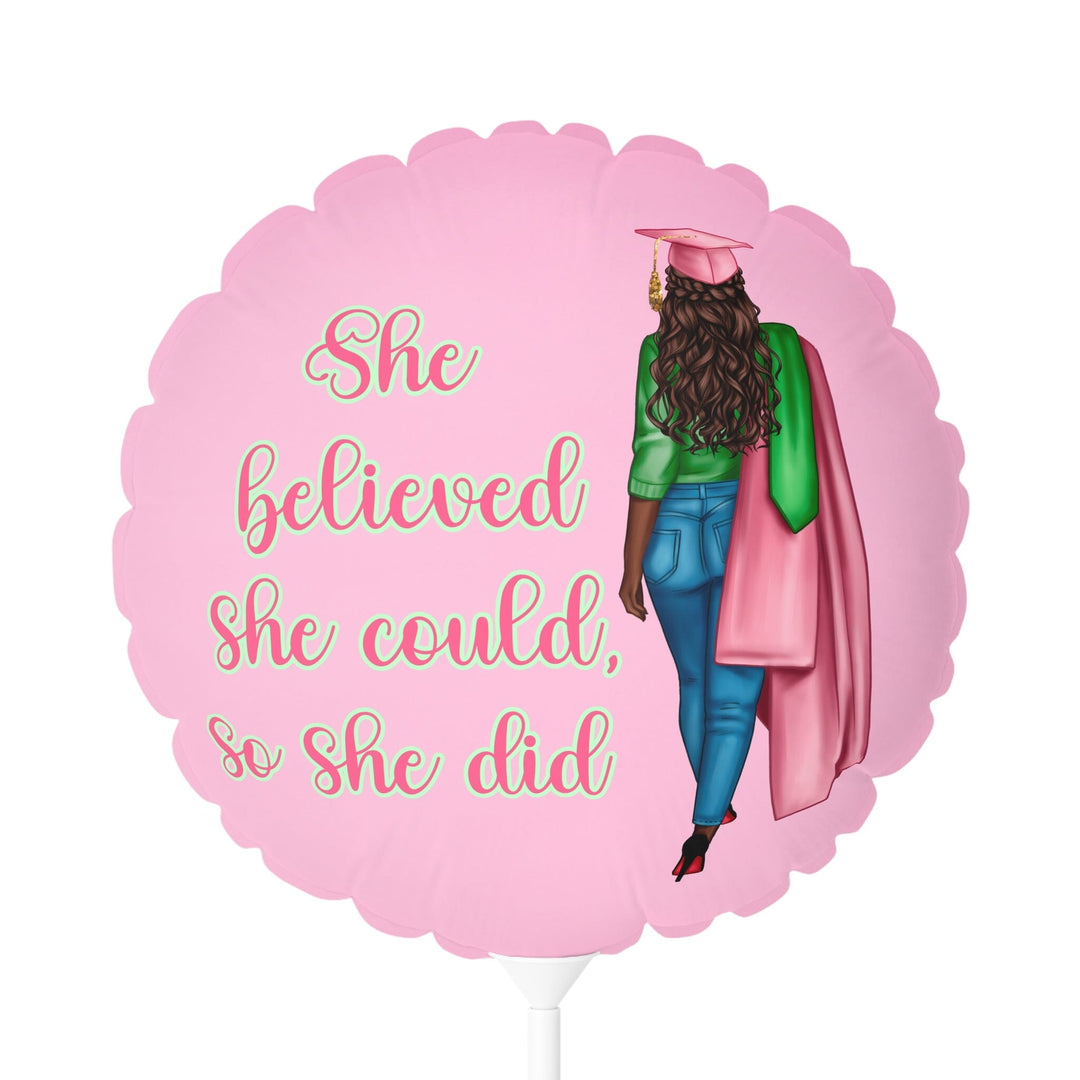 Personalized Pink and Green Graduation Mylar Balloons 11"