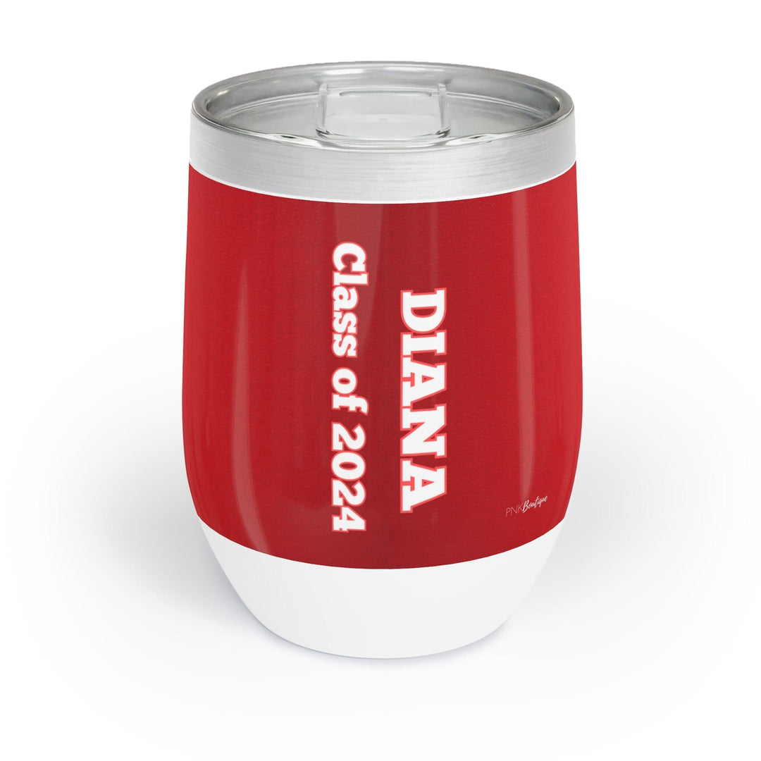 Personalized Red and White Graduation Chill Wine Tumbler