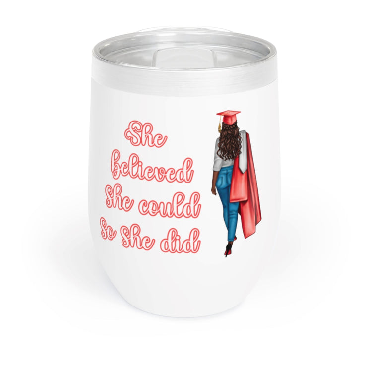 Personalized Red and White Graduation Chill Wine Tumbler