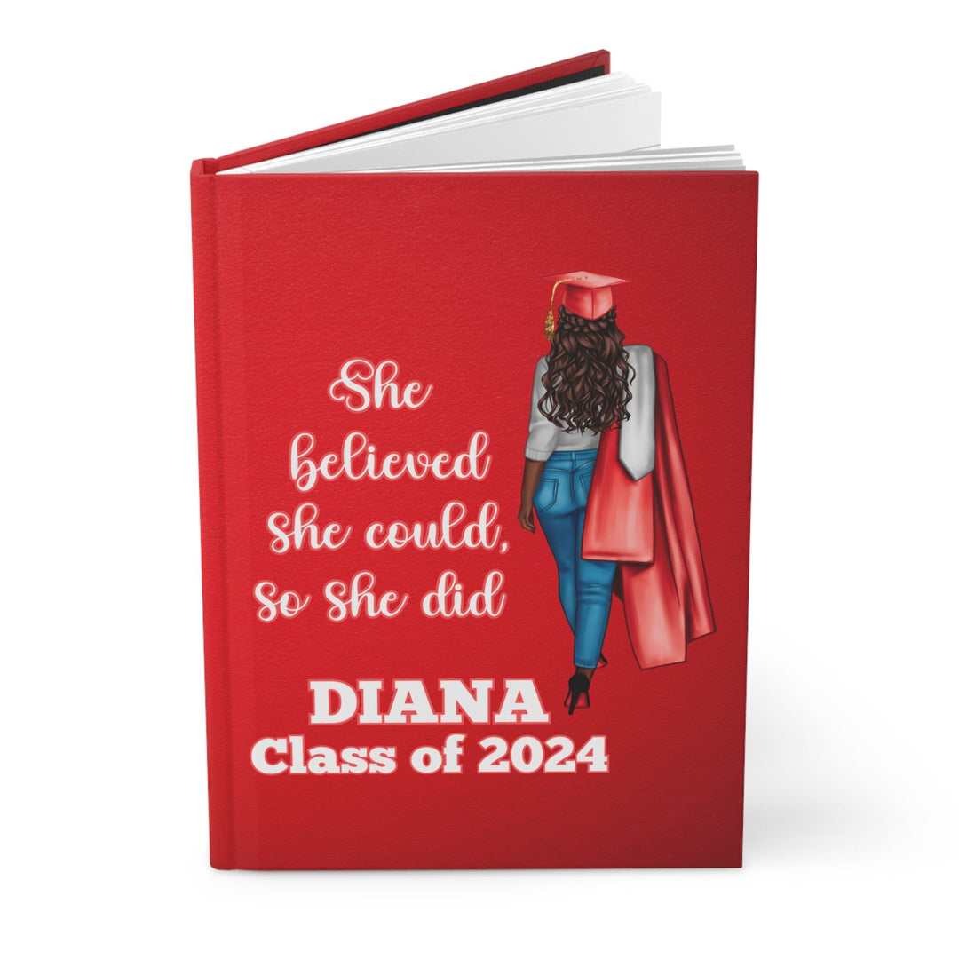 Personalized Red and White Graduation Hardcover Journal