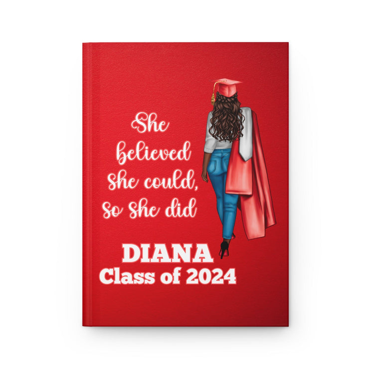 Personalized Red and White Graduation Hardcover Journal