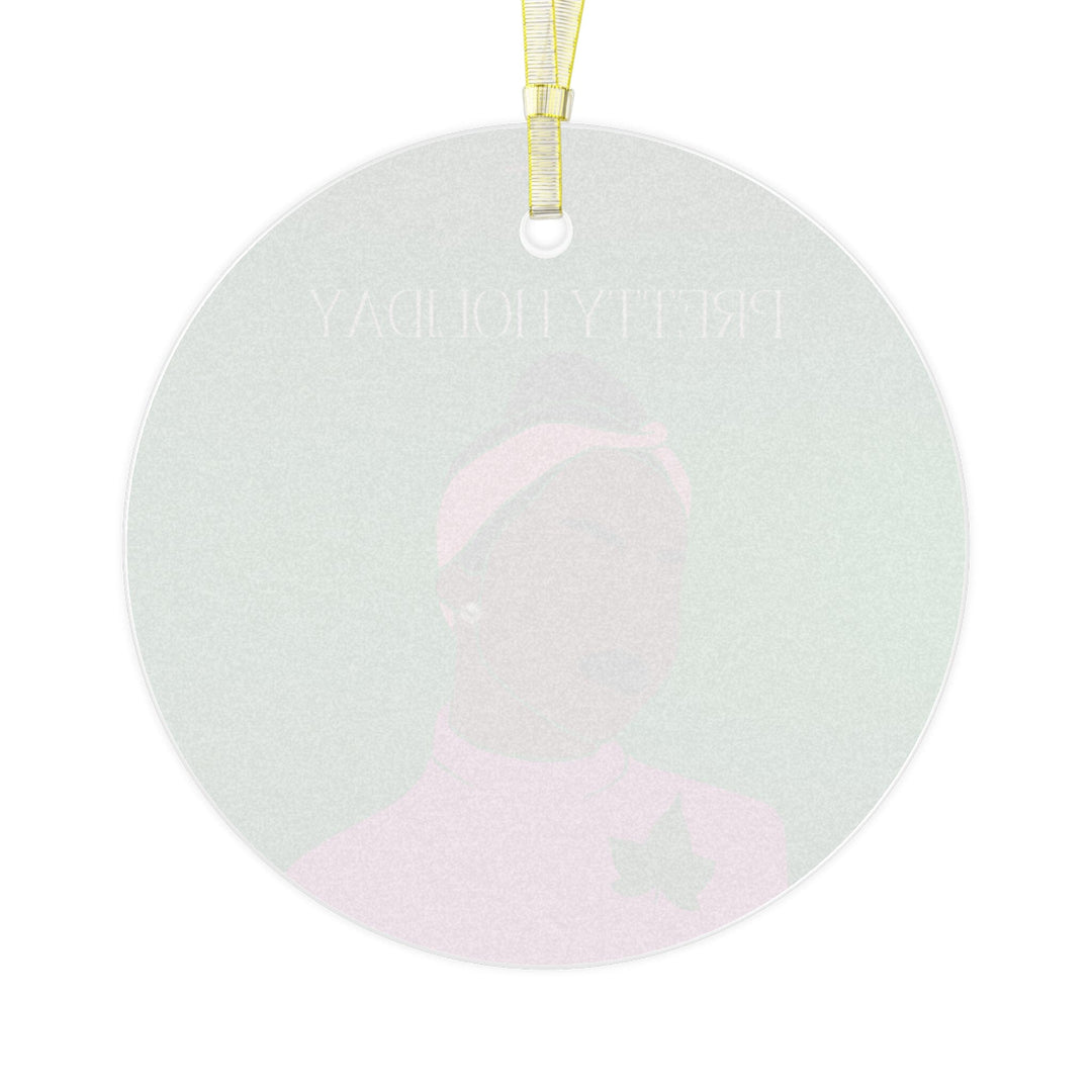 Pink and Green Affair Matilda Glass Personalized Ornament