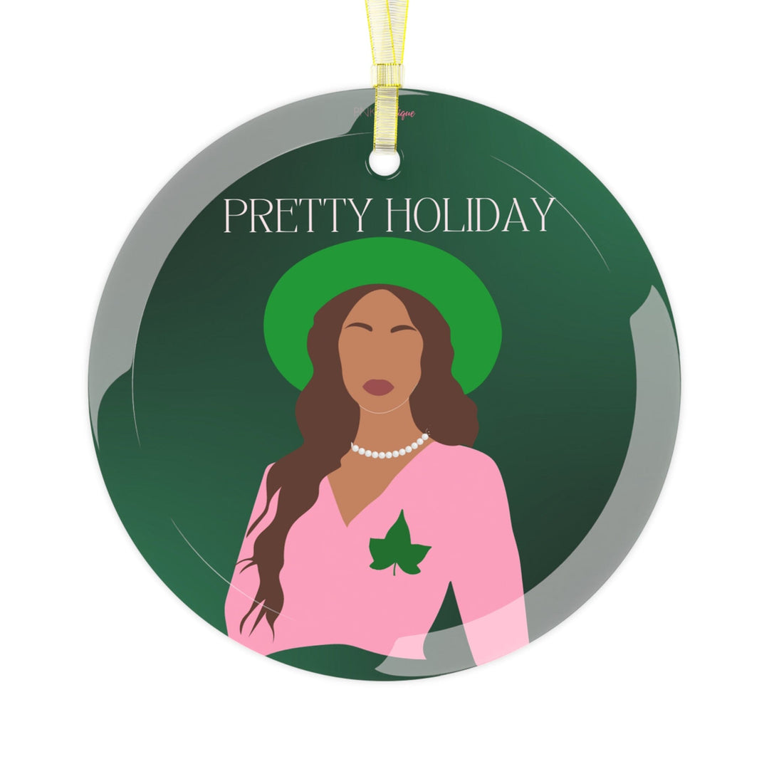 Pink and Green Affair Olivia Personalized Glass Ornament